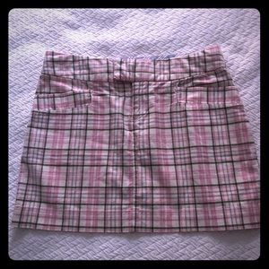 American eagle pink green check skirt